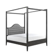 Upholstery Headboard Canopy Queen Bed 1pc Wooden Bedroom Furniture