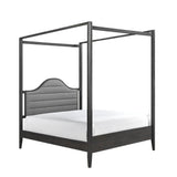 Upholstery Headboard Canopy Full Bed 1pc Wooden Bedroom Furniture