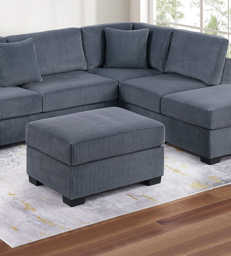 Contemporary Sectional Sofa Set Reversible L/R Chaise Sofa Dark Gray Corduroy Upholstered Pillows Living Room Furniture - sold by Home Elegance USA