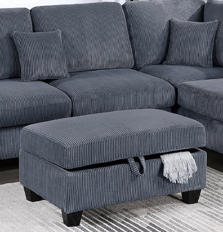 Contemporary Dark Gray 3pc Sectional Set Corduroy Upholstered LAF Sofa RAF Chaise Ottoman L-Sectional Living Room Furniture - sold by Home Elegance USA