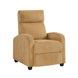 Modern Push Back Recliner Chair Yellow Soft Corduroy Upholstery Comfort Solid Wood Living Room Furniture 1pc