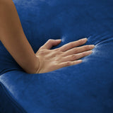 59.4 Inch Wide Blue Velvet Sofa with Jeweled buttons,Square Arm ,2 Pillows - W1117S00009 - image - 9