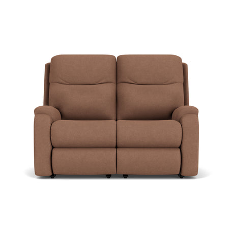 Penn Transitional Fabric Power Reclining Loveseat With Power Headrests & Lumbar | Flexsteel