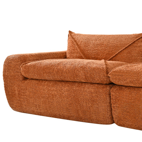 116'' Fully Compressed Sofa with High Density Foam, Integrated Backrest&Seat Cushion, Decorative Edging, Legless Design without Frame, No Assembly Required, Free Combination, Particle Chenille - sold by Home Elegance USA