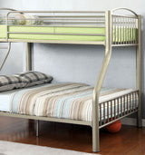 Twin Over Full Metal Bunk Bed Contemporary Style Bold Diameter Tube Rails Metallic Gold - sold by Home Elegance USA