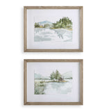 Serene Lake Framed Prints (Set of 2) - Light Brown by Uttermost - View 1