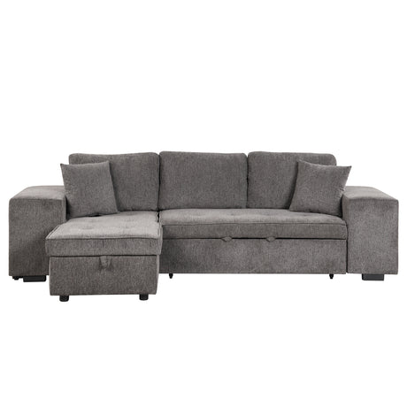 104.5' Modern L-Shape 3 Seat Reversible Sectional Couch, Pull Out Sleeper Sofa with Storage Chaise and 2 Stools for Living Room Furniture Set,Knox Charcoal (old sku:SG000431AAA) - sold by Home Elegance USA