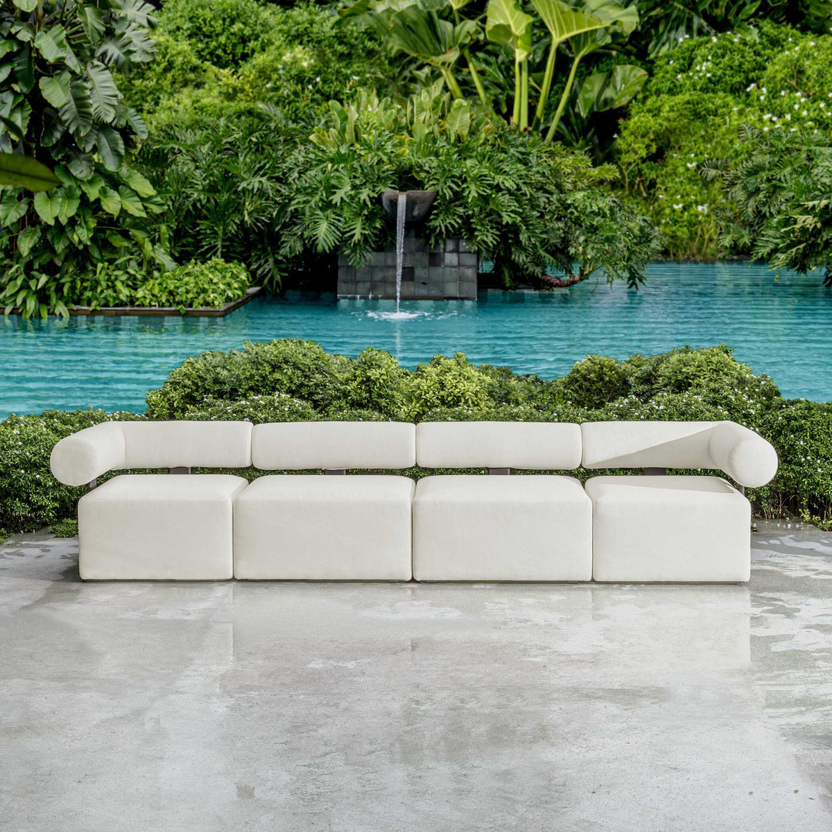 Bolster Back Armless Outdoor Sofa - White by Uttermost - View 8
