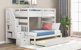 Twin over Full Bunk Bed with Twin Size Trundle (White)(OLD SKU :LT000025AAK) - sold by Home Elegance USA