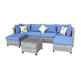 6-Seater Outdoor Wicker Sofa Group with Cushion