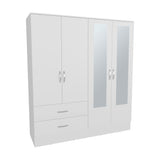 Bolton 160 Armoire, Six Shelves, Two Double Door Cabinets, Two Mirrors, Two Drawers, White - sold by Home Elegance USA