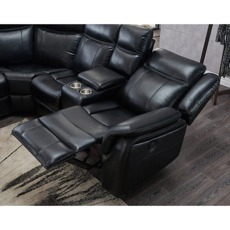 JUPITER Black Leather Sectional with Recliners and LED Lighting - sold by Home Elegance USA