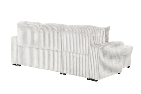 Plush Sectional Sofa W/ Pull Out Sleeper made with Velvet fabric- Cream (CA Warehouse inventory) - sold by Home Elegance USA