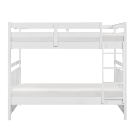 Bunk Bed Full Over Full White Finish Sturdy Wood Frame Guard Rails Youth Bedroom Furniture 1pc - sold by Home Elegance USA