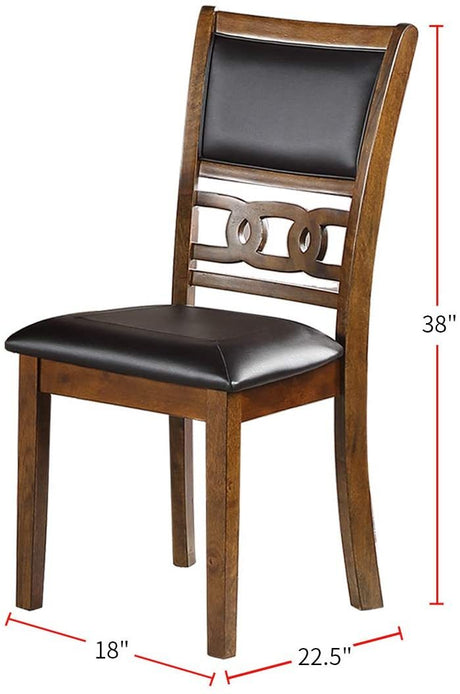 Contemporary Dining 5pc Set Round Table w 4x Side Chairs Walnut Finish Rubberwood Unique Design - sold by Home Elegance USA