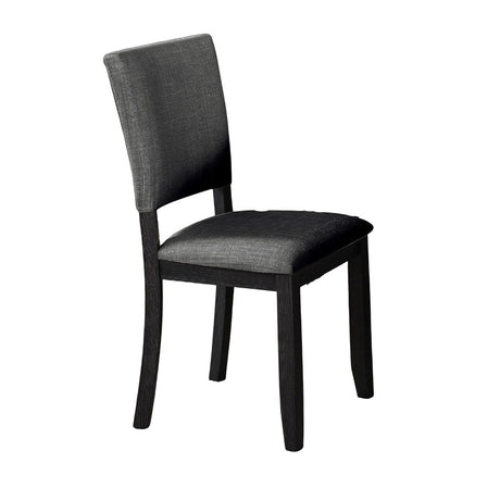 Contemporary Style 5pc Dining Set Kitchen Dinette Dark Gray Upholstered Fabric Chairs Round Table Pedestal Base Table 4x Side Chairs Dining Room - sold by Home Elegance USA