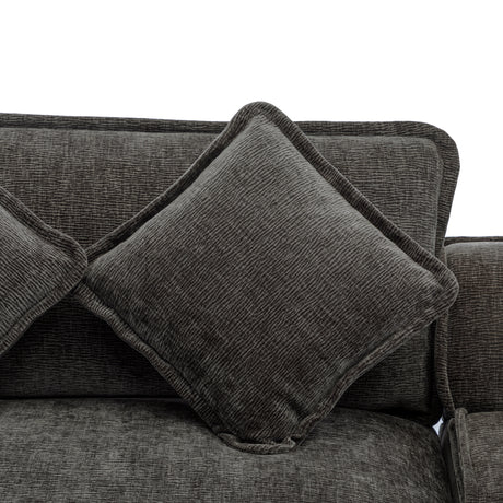 Modern Chenille Upholstered Sectional Sofa with Ottomans, USB Ports, Cup Holders, and Storage in Grey - sold by Home Elegance USA