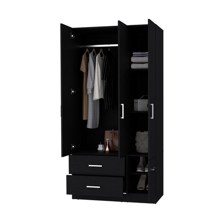 Douglas Armoire in melamine, two drawers, hanging rod and 4 doors. - sold by Home Elegance USA