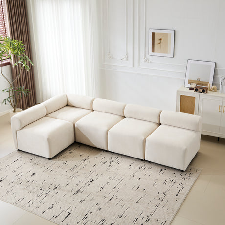 Evelyn 109 in.5-Piece L Shaped Modular Free Combination Sectional Chenille Sofa Couch for Living Rooms - sold by Home Elegance USA
