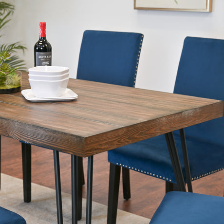 Ashzo 5-Piece Dining Set, Hairpin Dining Table with 4 Chairs, 3 Color Options - sold by Home Elegance USA