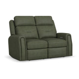 Felix Power Reclining Loveseat With Power Headrest, Lumbar, Heat & Massage - Forest Green | Flexsteel