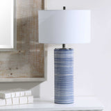 Montauk Striped Table Lamp - Blue / White by Uttermost - View 6