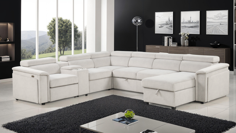 Harvey Modern Style power recliner Sleeper Sectional sofa made with wood in Beige (CA Warehouse inventory) - sold by Home Elegance USA