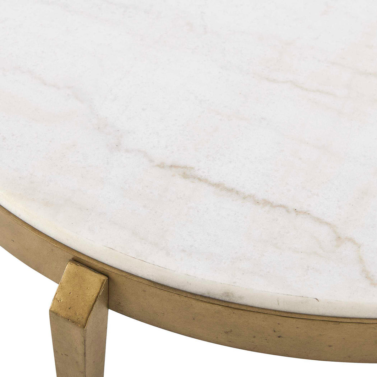 Tylan Round Marble Coffee Table Brass / White - Gold / White by Uttermost - View 5
