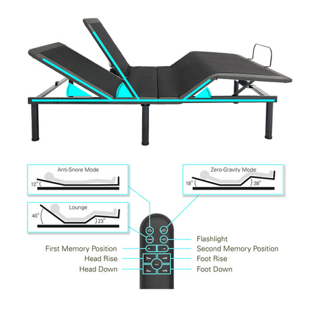 Realcozy Quick Assembly Flex Head King Size Adjustable Bed Frame - Home Elegance USA