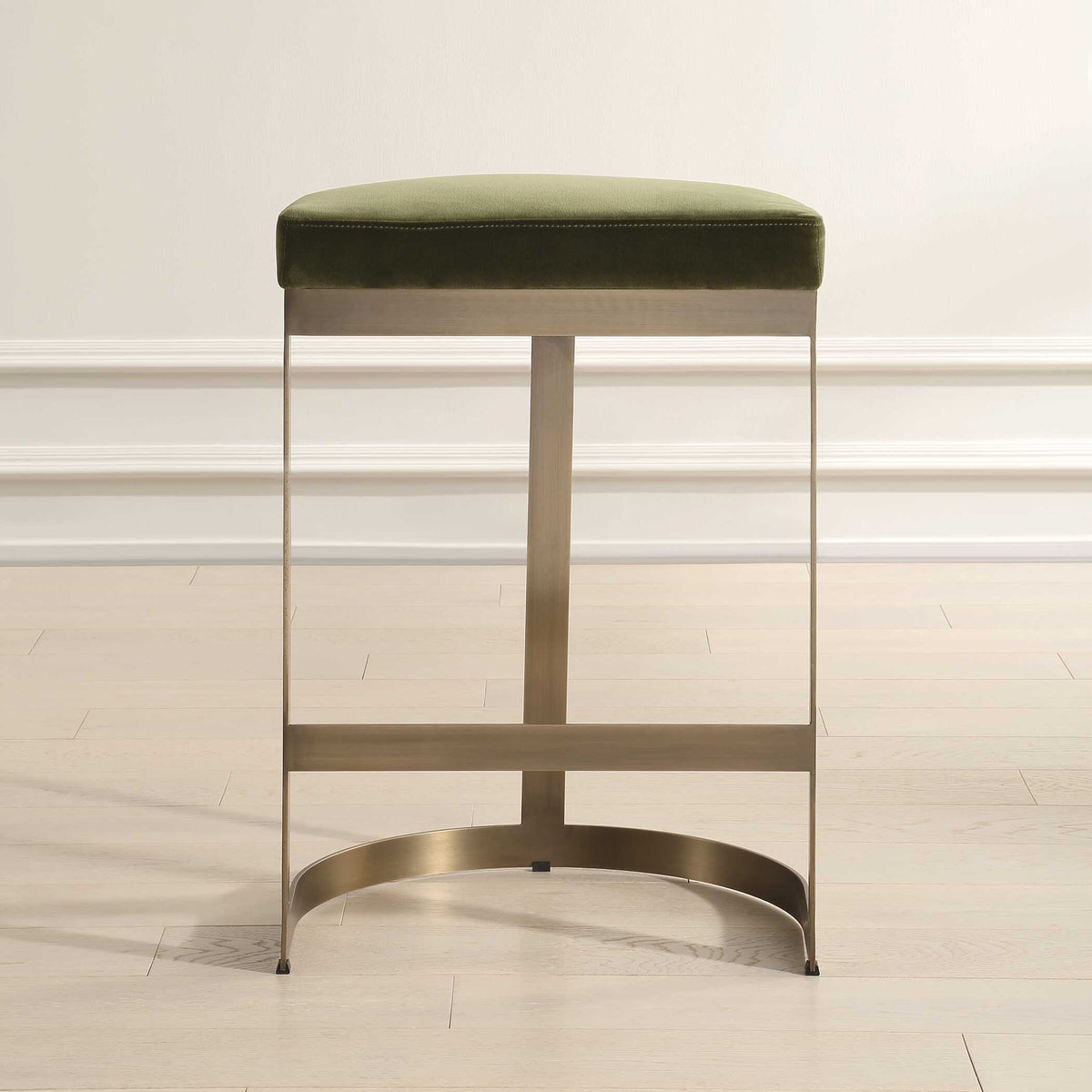 Ivanna Brass Counter Stool Moss - Green / Bronze by Uttermost - View 3