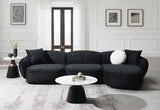 Lucifer Black & White Shimmer Fabric Sectional Sofa w/3 Pillows