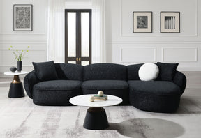 Lucifer Black & White Shimmer Fabric Sectional Sofa w/3 Pillows - sold by Home Elegance USA
