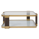 Ryles Glass Coffee Table Brass / Brown / Woodtone - Gold / Dark Brown by Uttermost - View 1