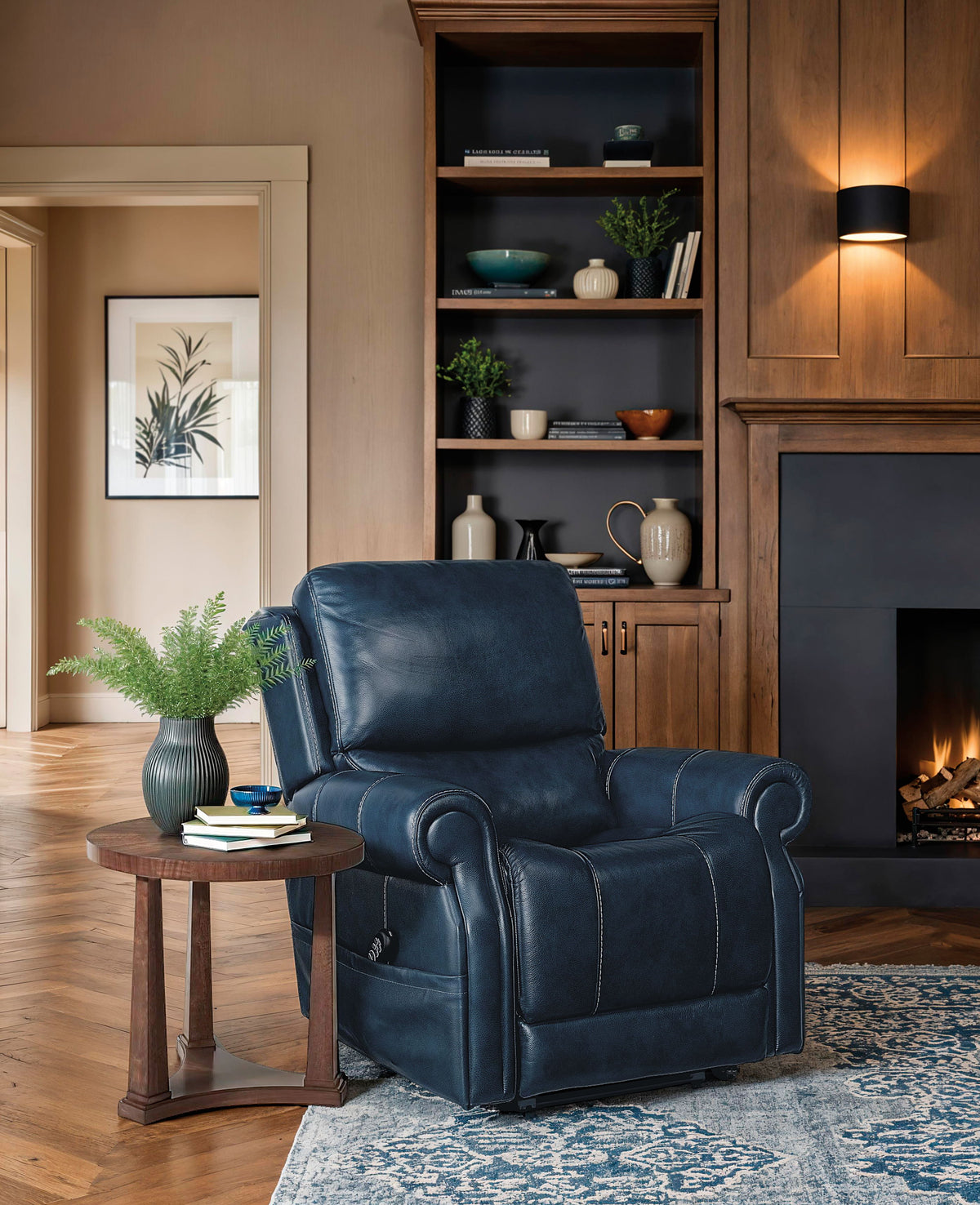 Eisley Power Recliner With Power Headrest, Lumbar And Lift - Blue by Hooker Furniture - View 3