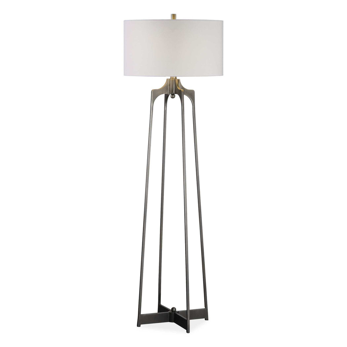 Adrian Modern Floor Lamp - Silver / White by Uttermost - View 1