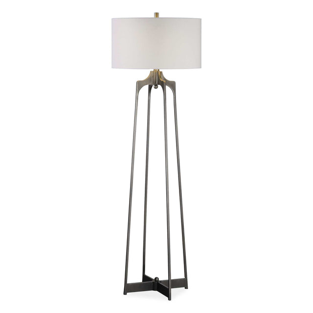 Adrian Modern Floor Lamp - Silver / White by Uttermost - View 1