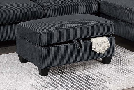 Contemporary Style 3pc Sectional Set Right Arm Chaise Left Arm Sofa w/ USB Port Storage Ottoman Throw Pillow Wooden Legs Black Finish Primary Living Room - sold by Home Elegance USA