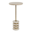 Adames Travertine Drink Table Brass / White - Gold / White by Uttermost - View 1