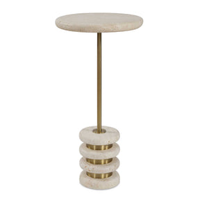 Adames Travertine Drink Table Brass / White - Gold / White by Uttermost - View 1