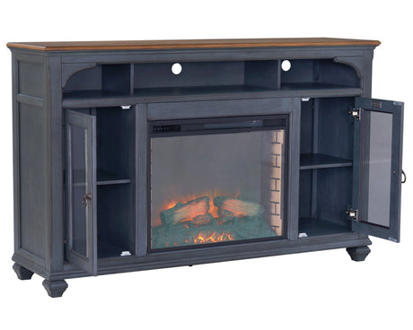 66 in Fireplace TV Stand for TVs up to 80 inches, Corduroy Blue Finish - sold by Home Elegance USA