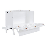 Queen Size Murphy Bed with USB Port and removable Shelves on Each Side,White - Home Elegance USA