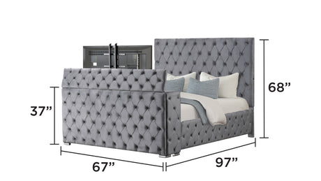 Encore Modern Style Tufted and Upholstered Queen 4PC Bedroom set made with wood in Gray(NJ INVENTORY) - sold by Home Elegance USA