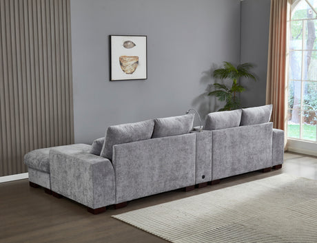 Modern Sectional Sofa Couch with Console,USB Charging Port,Reading Light,Cup Holder, Light Grey - sold by Home Elegance USA