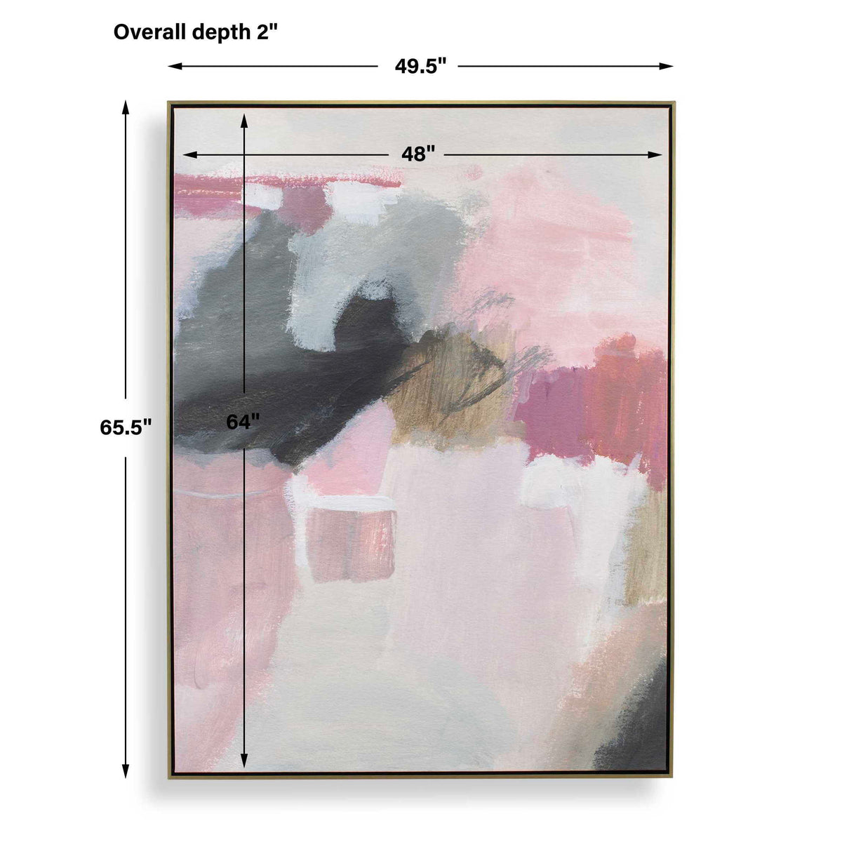Process Framed Abstract Art Black / Gold / Gray / Green / Pink / Purple / White - Pink / White by Uttermost - View 8