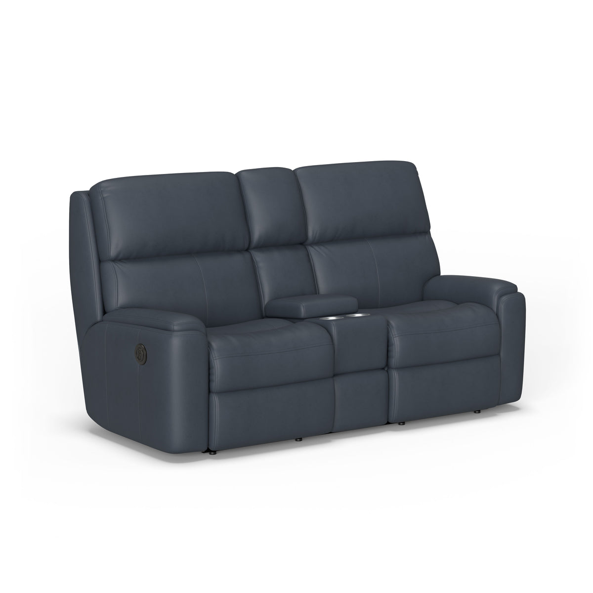 Rio Transitional Leather Power Reclining Loveseat With Console | Flexsteel