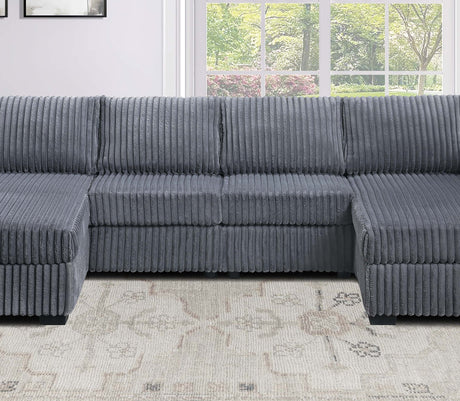 Dark Gray Finish 3pc U-Shaped Sectional Set Cushion Back Armless Chairs Right Arm And Left Arm Chaise Primary Living Room Comfortable For 4 People - sold by Home Elegance USA
