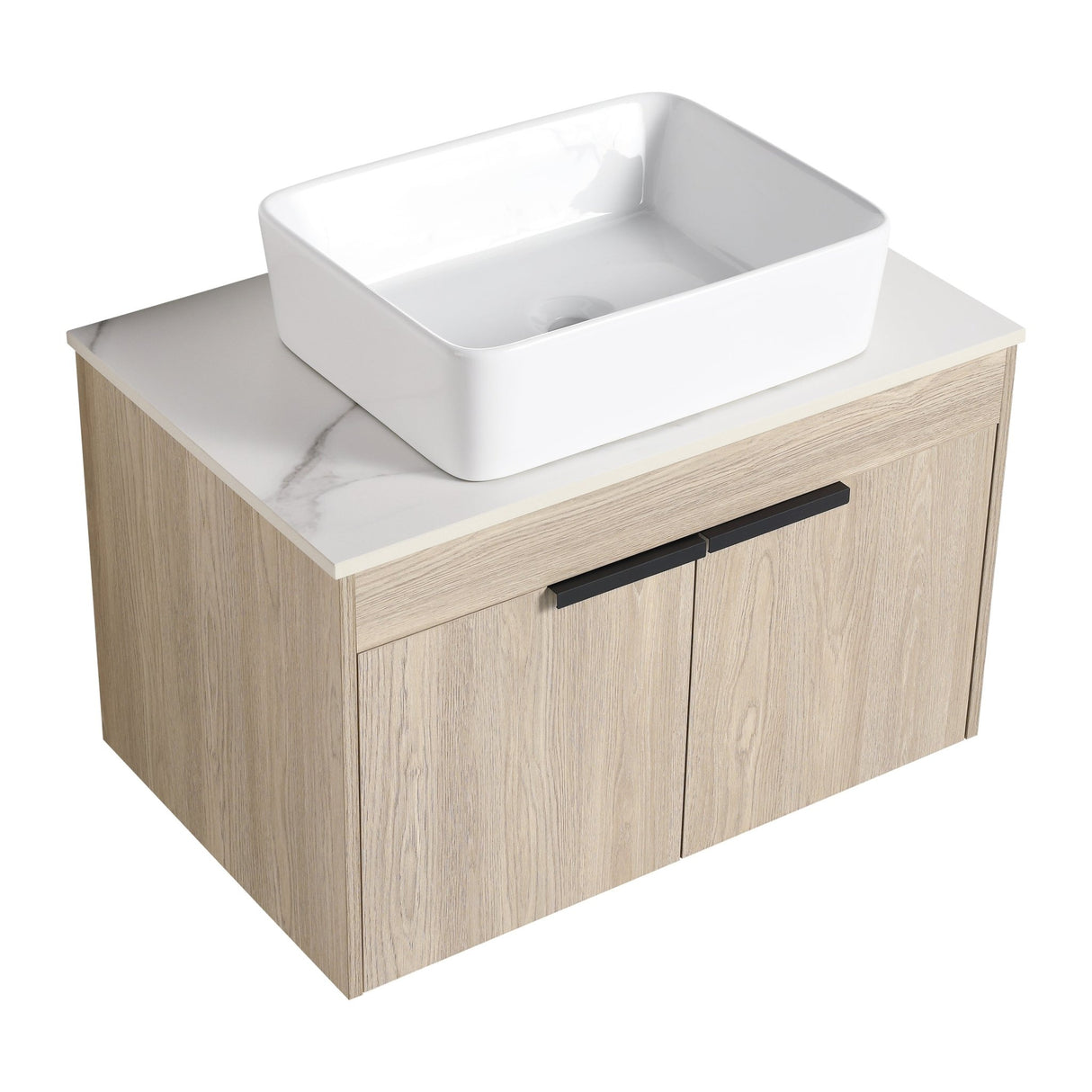 30 " Modern Design Float Bathroom Vanity With Ceramic Basin Set, Wall Mounted White Oak Vanity With Soft Close Door,KD - Packing，KD - Packing，2 Pieces Parcel（TOP - BAB110MOWH） - W999S00023 - image - 17