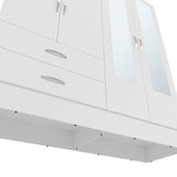 Gangi 160 Armoire, 4-door wardrobe , Two Mirrors, Metal Hardware, Two Drawers, Rod, Ten Shelves, White -Bedroom - sold by Home Elegance USA