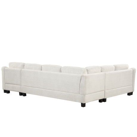 Contemporary U-shaped Sectional Sofa with Movable Storage Ottoman, White Chenille 111.8' - sold by Home Elegance USA
