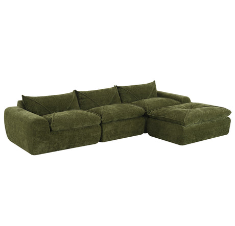 116'' Fully Compressed Sofa with High Density Foam, Integrated Backrest&Seat Cushion, Decorative Edging, Legless Design without Frame, No Assembly Required, Free Combination, Particle Chenille - sold by Home Elegance USA